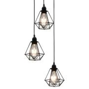 vidaXL Taklampe med diamant-design svart 3 x E27 lyspærer