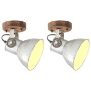 vidaXL Industrielle vegg-/taklamper 2 stk sølv 20x25 cm E27