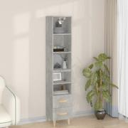 vidaXL Highboard betonggrå 34,5x34x180 cm konstruert tre