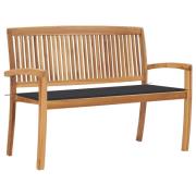 vidaXL Stablebenk med pute 128,5 cm heltre teak