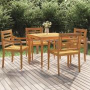 vidaXL Hagespisegruppe 5 deler heltre teak