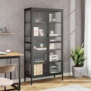 vidaXL Highboard svart 85x40x180 cm glass og stål