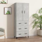 vidaXL Highboard betonggrå 69,5x34x180 cm konstruert tre