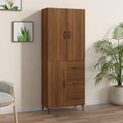 vidaXL Highboard brun eik 69,5x34x180 cm konstruert tre