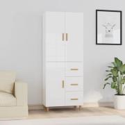 vidaXL Highboard høyglans hvit 69,5x34x180 cm konstruert tre