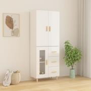 vidaXL Highboard høyglans hvit 69,5x34x180 cm konstruert tre