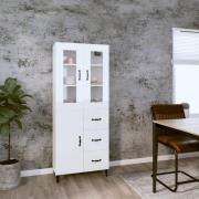 vidaXL Highboard høyglans hvit 69,5x34x180 cm konstruert tre