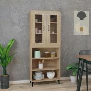 vidaXL Highboard sonoma eik 69,5x34x180 cm konstruert tre