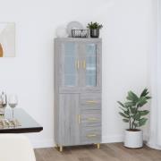 vidaXL Highboard grå sonoma 69,5x34x180 cm konstruert tre