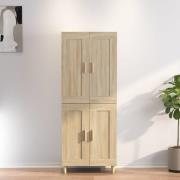 vidaXL Highboard sonoma eik 69,5x34x180 cm konstruert tre