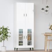 vidaXL Highboard høyglans hvit 69,5x34x180 cm konstruert tre