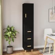 vidaXL Highboard svart 34,5x34x180 cm konstruert tre