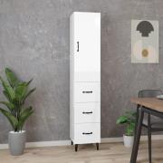 vidaXL Highboard høyglans hvit 34,5x34x180 cm konstruert tre