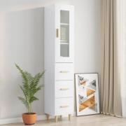 vidaXL Highboard høyglans hvit 34,5x34x180 cm konstruert tre