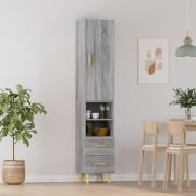 vidaXL Highboard grå sonoma 34,5x34x180 cm konstruert tre