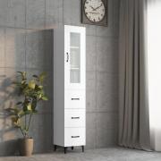 vidaXL Highboard høyglans hvit 34,5x34x180 cm konstruert tre