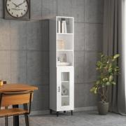 vidaXL Highboard høyglans hvit 34,5x34x180 cm konstruert tre