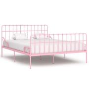 vidaXL Sengeramme med spilebase rosa metall 200x200 cm