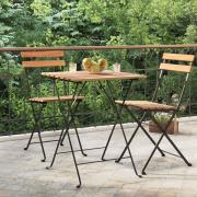 vidaXL Sammenleggbart bistrobord 55x54x71 cm heltre teak og stål