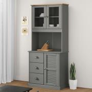 vidaXL Highboard VIGO grå 78x40x175 cm heltre furu