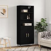 vidaXL Highboard svart 69,5x34x180 cm konstruert tre