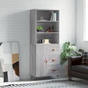 vidaXL Highboard grå sonoma 69,5x34x180 cm konstruert tre