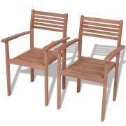 vidaXL Stablebare hagestoler 2 stk heltre teak