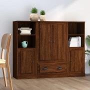 vidaXL Highboard 3 stk brun eik konstruert tre