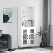 vidaXL Highboard høyglans hvit 69,5x34x180 cm konstruert tre