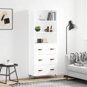 vidaXL Highboard høyglans hvit 69,5x34x180 cm konstruert tre