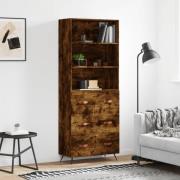 vidaXL Highboard røkt eik 69,5x34x180 cm konstruert tre