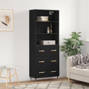 vidaXL Highboard svart 69,5x34x180 cm konstruert tre