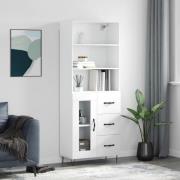 vidaXL Highboard hvit 69,5x34x180 cm konstruert tre