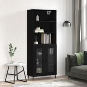 vidaXL Highboard svart 69,5x34x180 cm konstruert tre