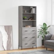 vidaXL Highboard grå sonoma 69,5x34x180 cm konstruert tre