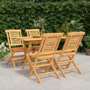 vidaXL Hagespisegruppe 5 deler heltre teak