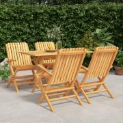 vidaXL Hagespisegruppe 5 deler heltre teak