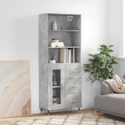 vidaXL Highboard betonggrå 69,5x34x180 cm konstruert tre