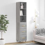 vidaXL Highboard grå sonoma 34,5x34x180 cm konstruert tre