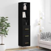 vidaXL Highboard svart 34,5x34x180 cm konstruert tre