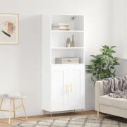 vidaXL Highboard høyglans hvit 69,5x34x180 cm konstruert tre