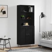 vidaXL Highboard svart 69,5x34x180 cm konstruert tre