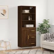 vidaXL Highboard brun eik 69,5x34x180 cm konstruert tre