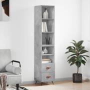 vidaXL Highboard betonggrå 34,5x34x180 cm konstruert tre