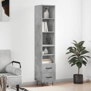 vidaXL Highboard betonggrå 34,5x34x180 cm konstruert tre