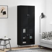 vidaXL Highboard svart 69,5x34x180 cm konstruert tre