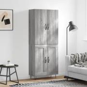 vidaXL Highboard grå sonoma 69,5x34x180 cm konstruert tre