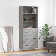 vidaXL Highboard grå sonoma 69,5x34x180 cm konstruert tre