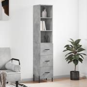 vidaXL Highboard betonggrå 34,5x34x180 cm konstruert tre