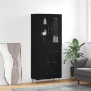 vidaXL Highboard svart 69,5x34x180 cm konstruert tre